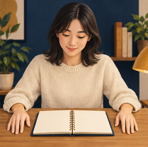 지금 지출할 예산을 검토하는 가상의 소비자 (AI 설명용 삽화)
