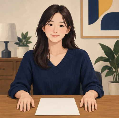 문의 내용을 정리하는 가상의 소비자 (AI 설명용 삽화)