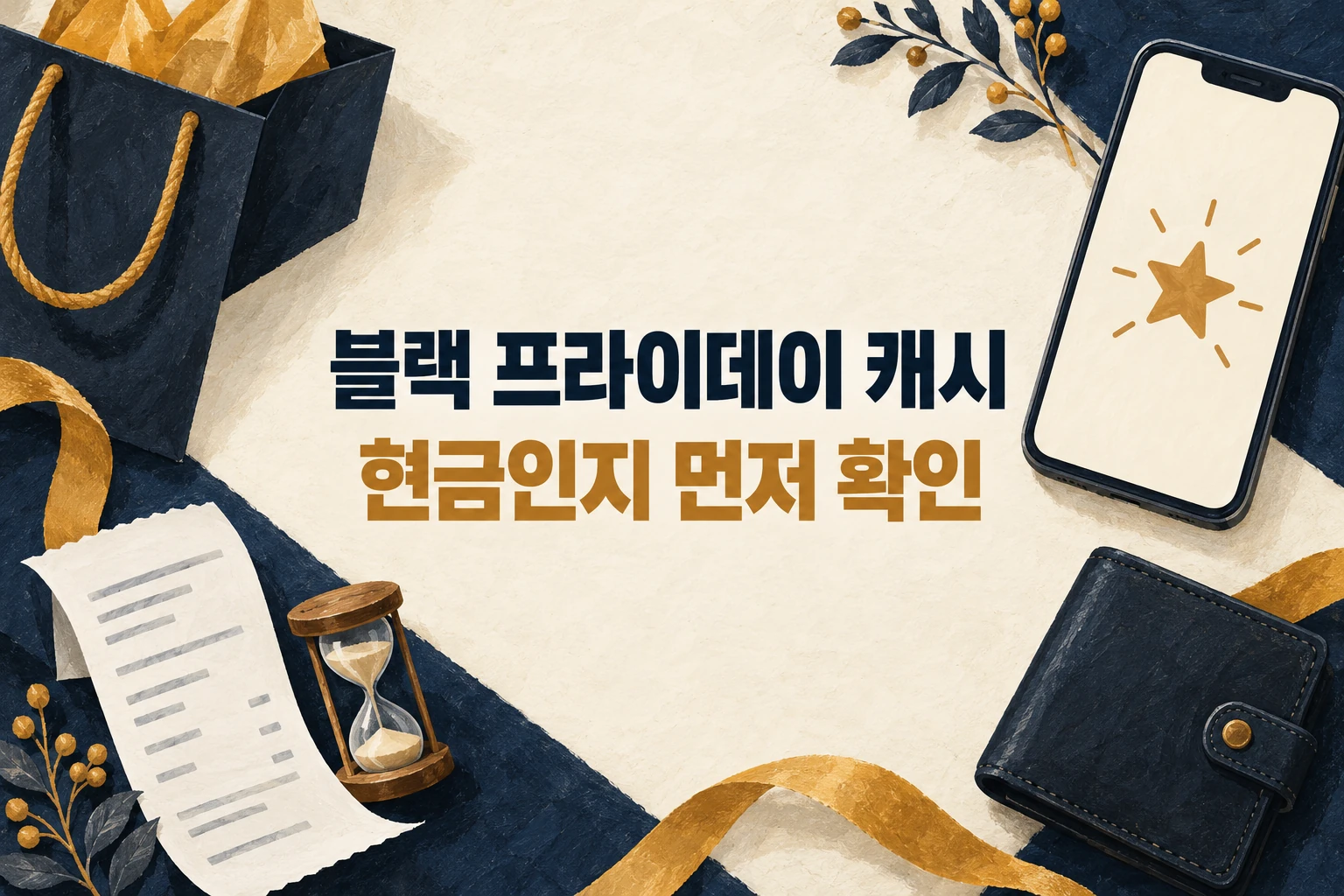 블랙 프라이데이 캐시가 현금인지 먼저 확인하라는 한글 대표 삽화 (AI 설명용 썸네일)