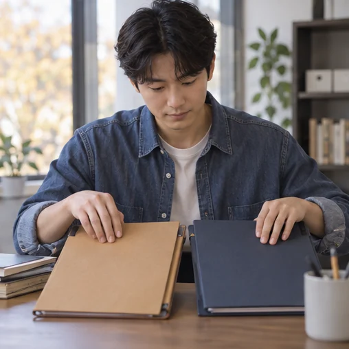 두 개의 일정 폴더를 정돈하는 장면 (AI 설명용 삽화)