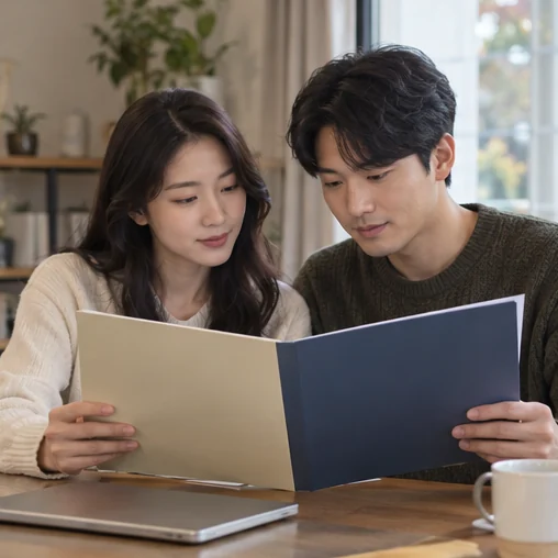 두 개의 일정 폴더를 함께 검토하는 장면 (AI 설명용 삽화)