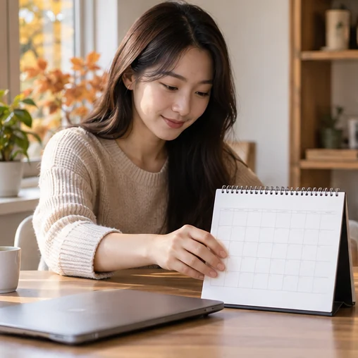 기준 날짜를 확인할 달력 준비 (AI 설명용 삽화)