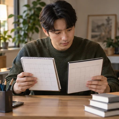여러 일정표를 나란히 살펴보기 (AI 설명용 삽화)