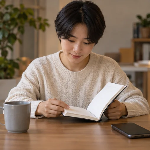 구매 일정 노트를 검토하는 장면 (AI 설명용 삽화)