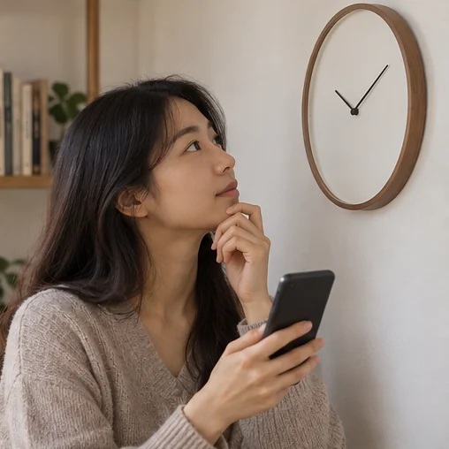 안내 시각과 현재 시간을 확인 (AI 설명용 삽화)