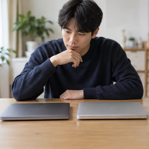 서로 다른 노트북의 구성 비교 (AI 설명용 삽화)