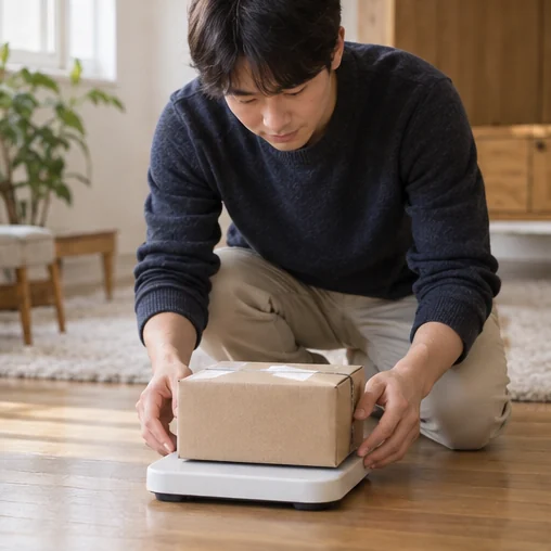 반환할 물건의 포장과 무게 살피기 (AI 설명용 삽화)