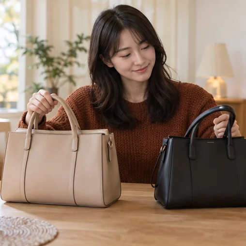 가방의 구성과 크기를 비교 (AI 설명용 삽화)