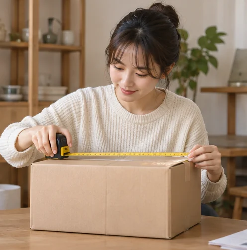 배송 상자의 크기를 확인 (AI 설명용 삽화)