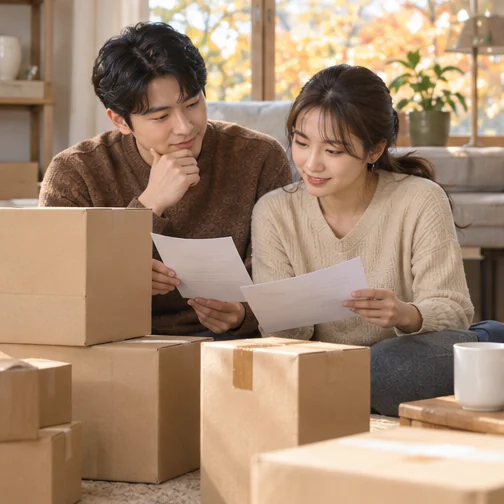 운송 안내와 주문 기록을 비교 (AI 설명용 삽화)