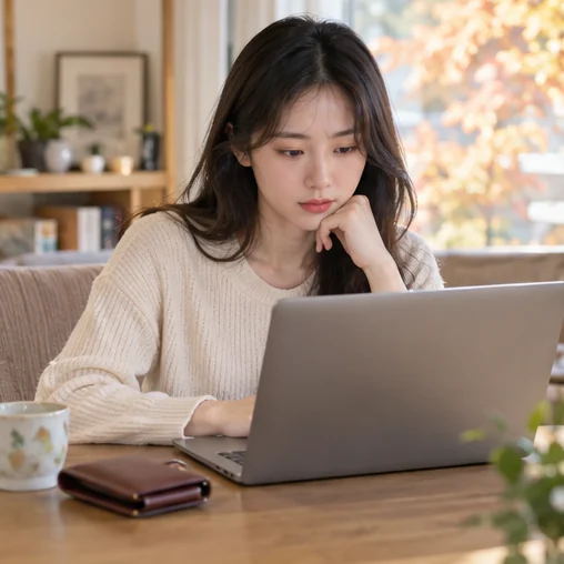 결제 안내를 차분하게 읽는 모습 (AI 설명용 삽화)