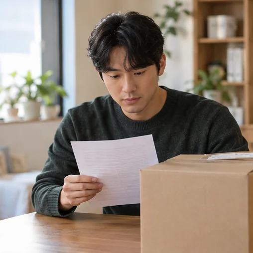 반품 안내와 구매 조건 확인 (AI 설명용 삽화)