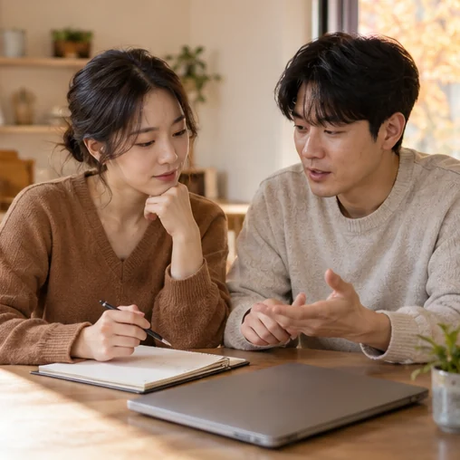 구매 조건과 합계를 함께 검토 (AI 설명용 삽화)