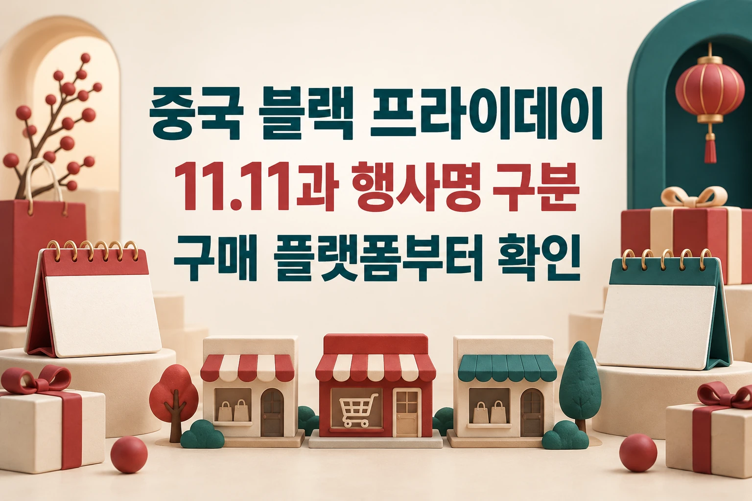 중국 블랙 프라이데이와 11.11의 행사명을 구분하고 구매 플랫폼을 확인하라는 한글 대표 이미지 (AI 설명용 썸네일)