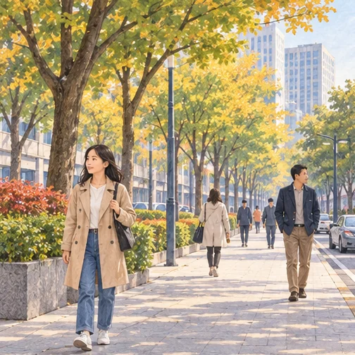 도시의 일상적인 공공장소 (AI 설명용 삽화)