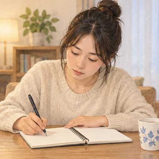 증상의 시작과 변화를 메모하기 (AI 설명용 삽화)
