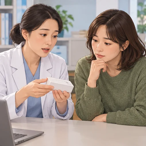 검사에 관해 의료진의 설명을 듣는 모습 (AI 설명용 삽화)