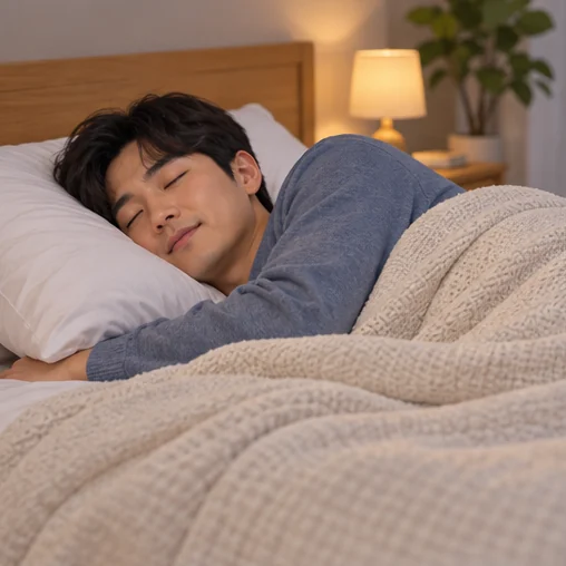충분히 잠을 자며 쉬는 모습 (AI 설명용 삽화)