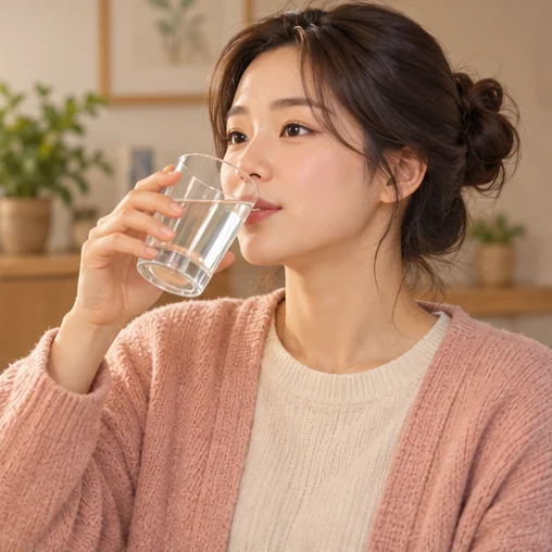 물을 마시는 모습 (AI 설명용 삽화)