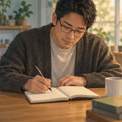 증상 변화를 메모하는 모습 (AI 설명용 삽화)
