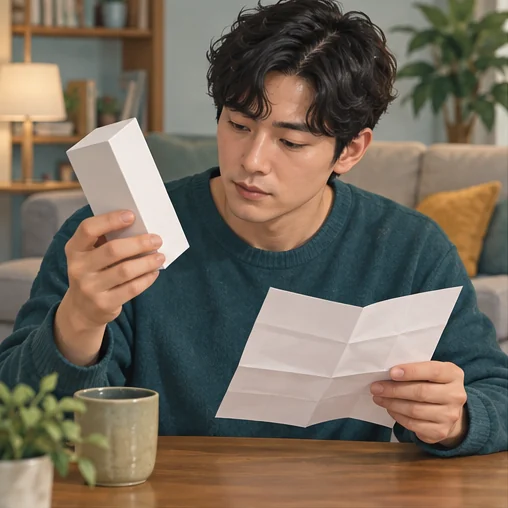 검사 제품과 사용 안내를 살피는 모습 (AI 설명용 삽화)