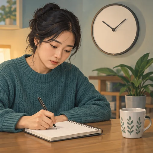 검사와 증상 시점을 기록하는 모습 (AI 설명용 삽화)