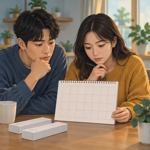 가족과 검사 일정을 살피는 모습 (AI 설명용 삽화)