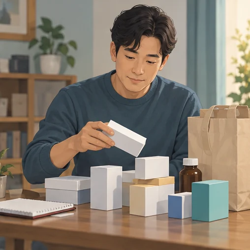 복용 중인 제품을 상담 전에 모으는 모습 (AI 설명용 삽화)