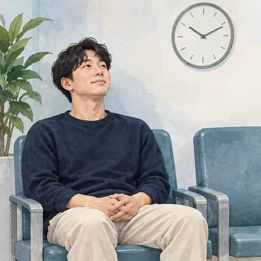 접종 기관의 대기 공간에서 몸 상태를 살피는 장면. (AI 설명용 삽화)