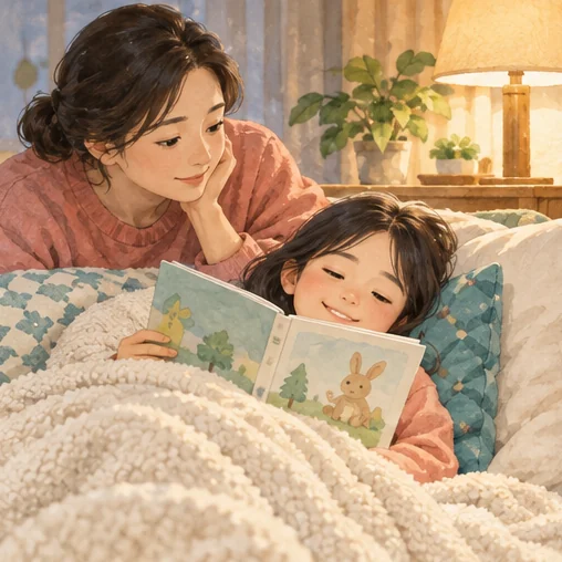 쉬고 있는 아이의 상태를 살피는 장면. (AI 설명용 삽화)