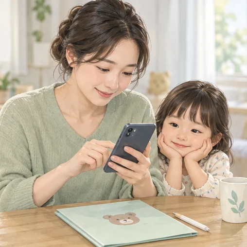 휴대전화로 방문 알림을 준비하는 모습 (AI 설명용 삽화)