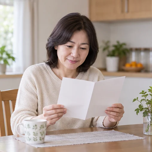 독감 주의보 관련 안내 자료를 읽는 보호자 (AI 설명용 삽화)