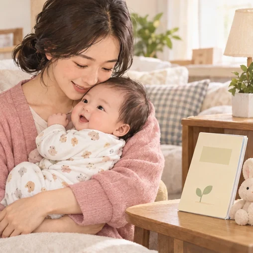 어린 아기의 월령을 확인하려는 보호자 (AI 설명용 삽화)