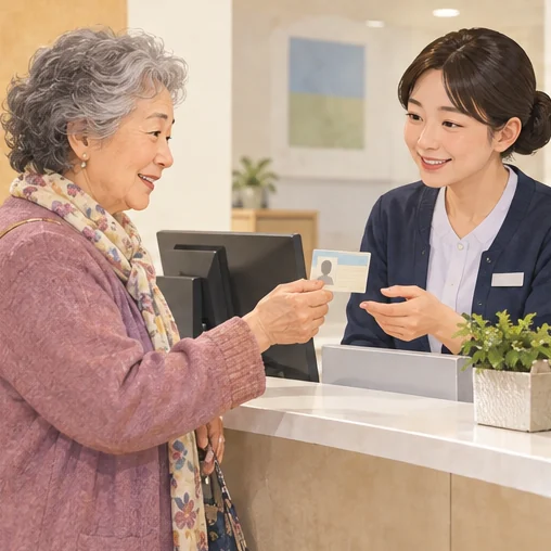 접수 때 대상 확인 자료를 제시하는 모습 (AI 설명용 삽화)