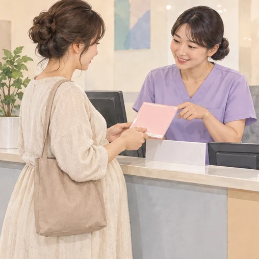 접수 때 임신 확인 자료를 살피는 모습 (AI 설명용 삽화)