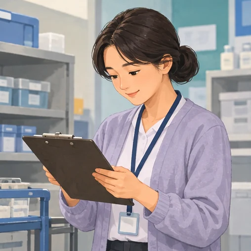 보건소 담당자가 접종 가능 여부와 물품 현황을 확인하는 장면 (AI 설명용 삽화)