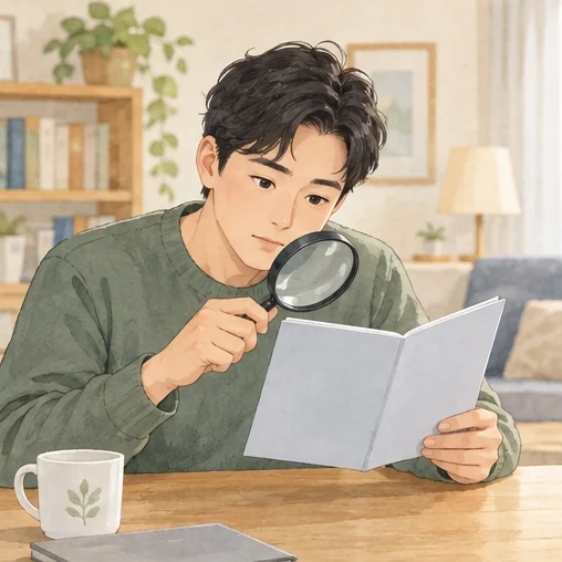 가입한 보험 문서를 살펴보는 모습 (AI 설명용 삽화)