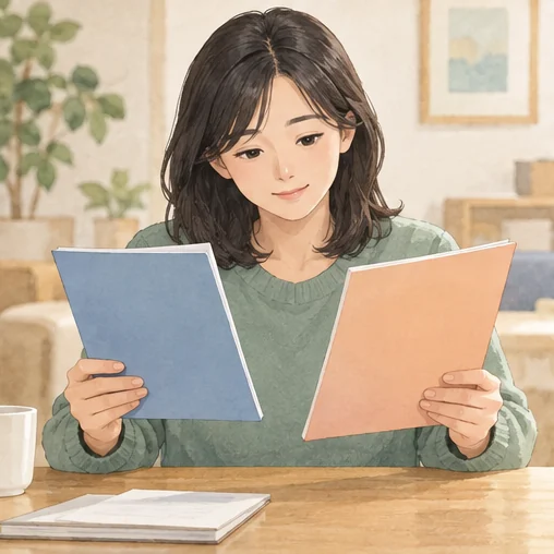 두 계약 자료를 비교하는 모습 (AI 설명용 삽화)
