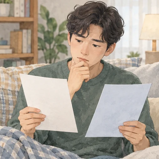 서로 다른 의료자료를 대조하는 모습 (AI 설명용 삽화)
