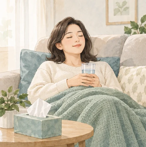 회복을 위해 편안하게 휴식하는 모습 (AI 설명용 삽화)