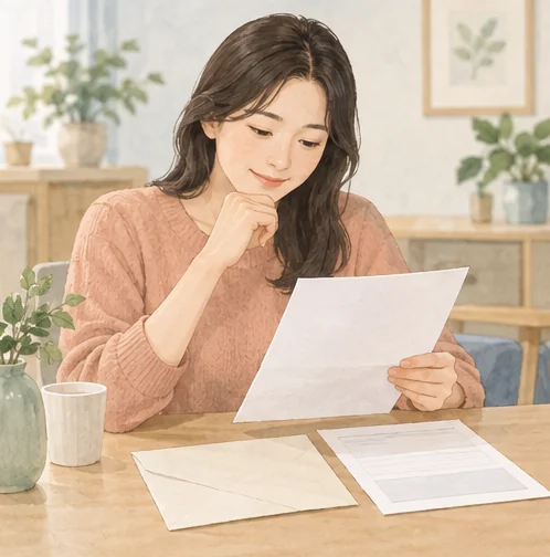 접수 관련 안내문을 확인하는 모습 (AI 설명용 삽화)