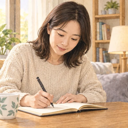 증상의 변화를 메모하는 성인 (AI 설명용 삽화)