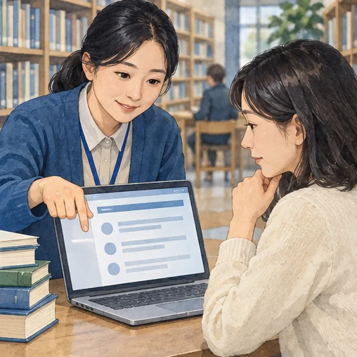공개 자료의 출처를 함께 찾는 장면. (AI 설명용 삽화)