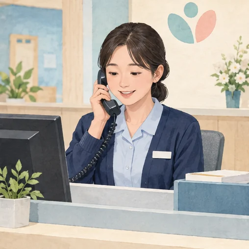 의료 관련 문의에 답하는 직원의 장면. (AI 설명용 삽화)