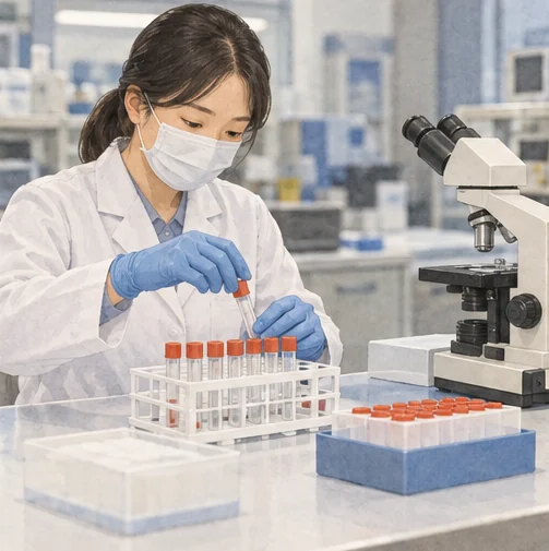 바이러스 검출률은 검사한 검체를 기준으로 읽습니다. (AI 설명용 삽화)