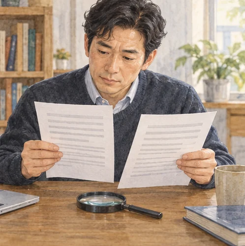 이전 발표본과 최신 발표본의 차이를 확인합니다. (AI 설명용 삽화)