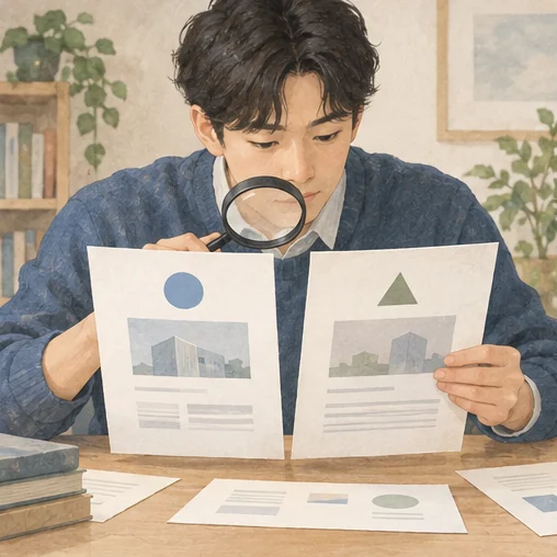 두 회사의 주체 정보를 대조하는 모습 (AI 설명용 삽화)