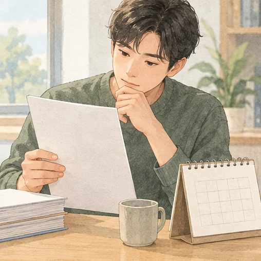 실적 자료의 대상 기간을 확인하는 모습 (AI 설명용 삽화)