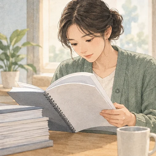 보고서의 주석을 읽는 모습 (AI 설명용 삽화)