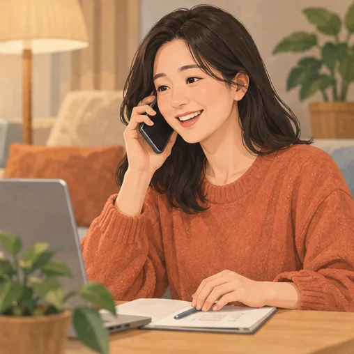 방문 전 의료기관에 문의할 내용을 확인하는 장면 (AI 설명용 삽화)